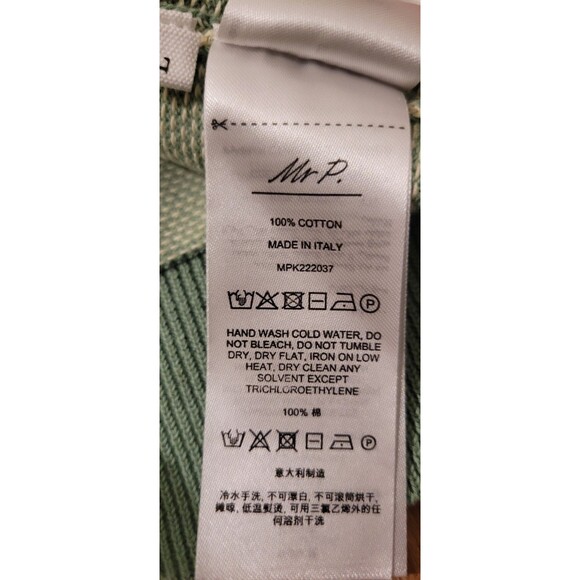 Mr P Polo Shirt Mens Large Green Sweater Knit Pullover Cotton Quiet Luxury - Picture 4 of 13